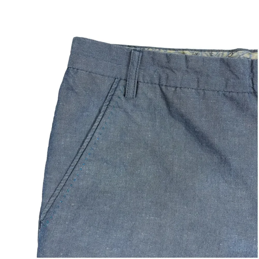 Ted Baker Linen Blend Pants Men 32L Blue Slim Fit Dress Chino Chambray
